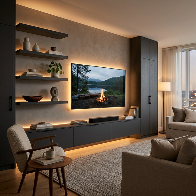 ТВ-зона з акцентною підсвіткою